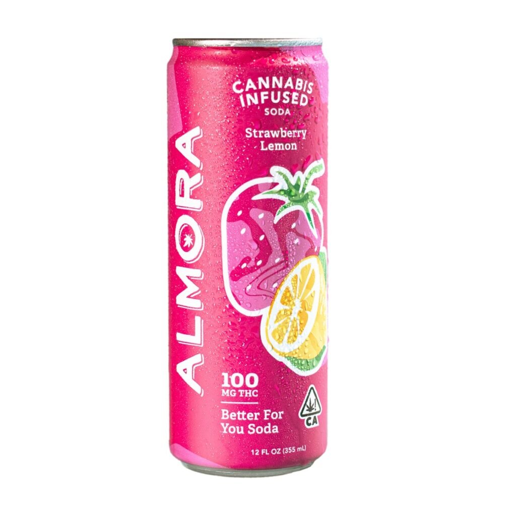 Almora Farm: Strawberry Lemon Prebiotic Soda 12oz Can: 100mg THC kaufen bei Head & Grow Hub