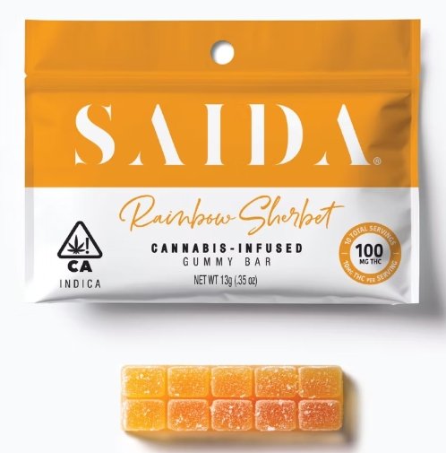 Saida Rainbow Sherbet Gummy Bar 100mg Indica kaufen bei Head & Grow Hub