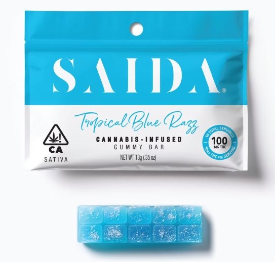 Saida Tropical Blue Razz Gummy Bar 100mg Sativa kaufen bei Head & Grow Hub